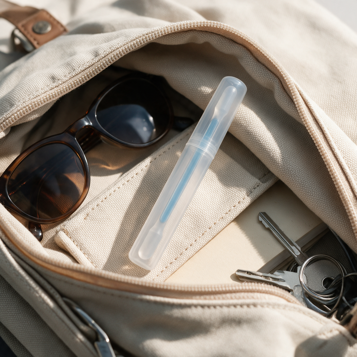 Otiva Stick dans son etui, glisse dans un sac