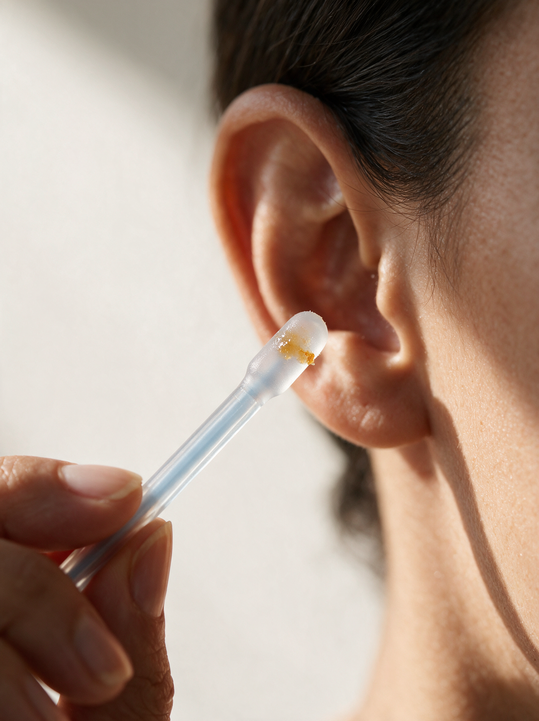 Otiva Stick apres un passage, cerumen visible sur l'embout